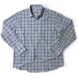 Peter Millar Summer Comfort Performance Shirt Mens Size XL Blue Plaid Stretch